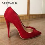 👉 Stiletto rood vrouwen Veowalk Women Sexy Pointed Toe Extremely High Heels Fashion Ladies Designer Slip on Wedding Bridal Pumps Shoes Red