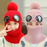 👉 Beanie Children's Balaclava Mask Face Neck Warmer Thick Scarf Beanies Hat Winter Warm Wool Windproof Cover Cycling