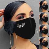 Gezichtsmasker vrouwen Unisex Adult Winter Outdoor Cycling Facemask Diamond Rhinestone Print Warm Hairball Hanging Ear Mask Women Fashion Running маск