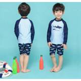 Shirt lange mouw jongens kinderen Boys Guard Swimming Cap Kit Swimwear Children Kids Long Sleeve + Shorts Printed Sunshade Beach Swimsuit Bathing Suits