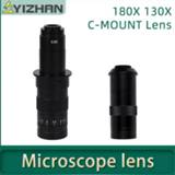 👉 C-Mount 180X 130X Adjustable Zoom Lens 0.7X~4.5X Magnification 25mm For HDMI USB Industry Video Microscope Camera 110V 220V