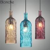 👉 Hanger Vintage Pendant Lamp Colorful Glass Wine Bottle Hanging Light for Restaurant Cafe Bar Kitchen Decor Lighting Industrial Fixtures