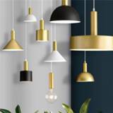 👉 Hanger wit zwart Thrisdar Modern Metal Pendant Lights Gold/White/Black Lampshade Lamp Living Room Cafe Bar Hanging Led E27