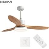 👉 Afstandsbediening 48 Inch Wooden Ceiling Fans with Lights Remote Control Retro Modern Fan Lightings Silence 3 Blades 220v 24w for Bedroom Lamp