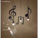 👉 Hanger zwart Feiemfeiyou A-Z words Music character e27 Creative Black Led Pendant Lamp for Bar bedroom bookroom Lighting
