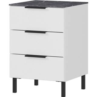 👉 Ladekast wit marmer spaanplaat Marble California 60 cm hoog in met