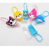 👉 Water bottle gel Creative Travel Portable Perfume and Cartoon Cover Mini Disinfection Silica Case Key ring Pendant