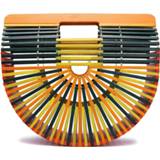 👉 Handtas vrouwen New fashion bamboo handmade women totes bag summer hallow out colorful hard striped handbags