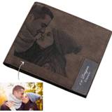 👉 Portemonnee PU leather Custom Wallet Men's Bifold Inscription Photo Engraved Thanksgiving Gifts For Him Picture