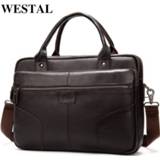 👉 Schoudertas leather WESTAL bag men's genuine documents for shoulder male laptop briefcase crossbody handbag designer tote 8626