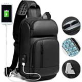👉 EURCOOL Black Chest Packs Men USB Charging Casual Shoulder Crossbody Bags Water Repellent Travel Messenger Bag Male n1820