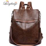 👉 Backpack PU leather vrouwen 2020 Luxury Women High Capacity Travel Fashion School Bags Shoulder Mochila Feminina