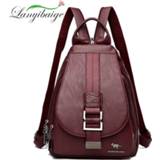 👉 Backpack leather vrouwen meisjes Luxury 3 In 1 Ladies Fashion Women Travel Mochilas Mujer School Backpacks for Girls Anti Theft Bookbag