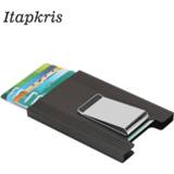 👉 Portemonnee alloy mannen vrouwen Itapkris Man Credit ID Card Holder Fashion Women Money Cover Aluminum RFID Wallet Protect Bank Name