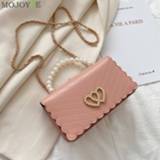 👉 Messenger bag PU leather small vrouwen Fashion Pearl Handle Women Elegant Love Heart Square Shoulder Crossbody Handbag