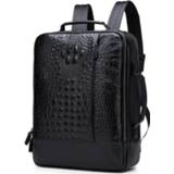 👉 Laptoptas cowhide leather large New business travel laptop bag capacity men's trend crocodile pattern backpack Genuine T60