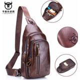 👉 Messenger bag leather BULLCAPTAIN 100 Vintage Genuine Crossbody Bags Men Chest Pack Casual Shoulder for Short Trip Sling