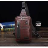 👉 Messenger bag bruin PU leather Fashion Men Chest Casual Bags for Men's Travel Sling Shoulder Brown Crossbody