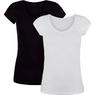 👉 Shirt katoen vrouwen wit Shirts HERMKO Wit::Zwart