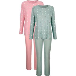 👉 Pyjama katoen vrouwen groen Pyjama's Harmony Jadegroen::Oudroze 4055705361310