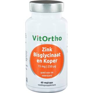 Zink Bisglycinaat 15 mg en Koper 250 μg 60 vegicaps 8717056140483