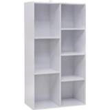 👉 Organizer wit 4-Tier Wooden Bookcase Book Display Shelves Storage Cloth Cube 7 Cubes White Rack for Office Living Room