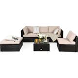 👉 Sofa 6PCS Outdoor Patio Rattan Furniture Set Cushioned Sectional Ottoman HW63878+