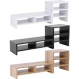 Monitor Computer Laptop Riser Stand Desktop Wooden Storage Organizer + 3-Layer Shelf speaker