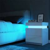 👉 Organizer Modern LED Night Table with 2 Drawers Storage Cabinet Bedside Home Bedroom Furniture Nightstands for