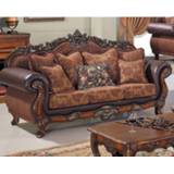 👉 Sofa leather Wooden home furniture royal luxury living room wood and fabric WA718