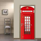 👉 Poster rood PVC British Style London Red Phone Booth Door Sticker Self Adhesive Waterproof Home Wall Decor Decals Room Decoration