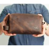 👉 Mens bag bruin leather mannen Personalized Anniversary gift, Mans Dopp Kit, Brown Bag, Toiletry , cutom Bathroom