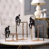 👉 Ornament resin New Home Decoration Ornaments Thinker Statue Creative Soft Decor Iron Frame Living Room TV Cabinet Display Gift