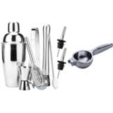 👉 Cocktailshaker steel alloy mannen Stainless Cocktail Shaker Bar Set Tools with Heavy Duty Manual Press Juicer Zinc Lemon Squeezer