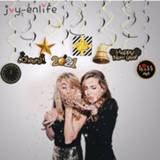 👉 Ornament plastic Happy New Year 2021 Ceiling Garland Hanging Spiral Ornaments Year's Eve Xmas Gift Christmas Decoration for Home Noel