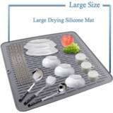👉 Placemat grijs silicone large Dish Drying Mat Kitchen Draining Table Drain Sink Non-Slip Pad Durable Pot Holder Cup Coaster Gray