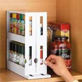 👉 Organizer Kitchen Spice Rack Multi-Function Rotating Storage Shelf Slide Cabinet Cupboard Dropshi