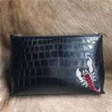 👉 Clutch leather Exotic Genuine Alligator Belly Skin Zipper Closure Men's Purse Authentic Real Crocodile Male Laptop Wristlets Bag