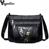 Messenger bag PU leather vrouwen Fashion Dragonfly Printing Women Shoulder Casual Square Female Party Crossbody Bags