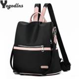 👉 Backpack zwart nylon vrouwen meisjes 2020 Casual Oxford Women Black Waterproof School Bags for Teenage Girls High Quality Fashion Travel Tote Packbag