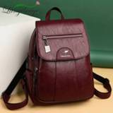 👉 Backpack leather vrouwen meisjes 2020 Women Backpacks High Quality Female Vintage For Girls School Bag Travel Bagpack Ladies Sac A Dos Back Pack