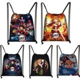 👉 Backpack meisjes jongens New Anime Demon Slayer Kimetsu No Yaiba drawstring bag teenage girl boys fashion storage Nezuko Tanjirou Mini