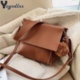 👉 Hairball PU leather large vrouwen Fashion Designer Women Shoulder Bag Crossbody Capacity Messenger Bags Ladies Handbag Bolsa Feminina