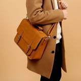 👉 Briefcase PU Male British Style Retro Stereotyped Shoulder Slung Portable Cambridge Bag Female Solid Color Simple Messenger