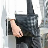 👉 Handtas zwart leather PU large Fashion Men's Clutch Bag Handbag Brand Woven Classic Black 2 Type Capacity Envelope New 2020