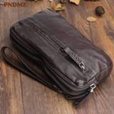 👉 Handtas leather cowhide Business vintage genuine men's clutch bag simple casual natural soft first layer multi-card holder phone wallet