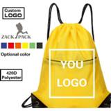 Backpack polyester meisjes Zackpack Drawstring Custom Logo printed Training Girl Bag School Sports Waterproof Sack Mochila wholesale