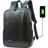 👉 Backpack zwart PU leather mannen New Men's Waterproof Usb Charging Lightness Black Back Bags Laptop Travel School Outdoor Bagpacks Man 2020