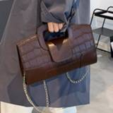 👉 Handtas PU leather vrouwen Crocodile pattern Square Tote bag 2020 Fashion New High quality Women's Designer Handbag Chain Shoulder Messenger