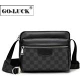 👉 Messenger bag leather GO-LUCK Brand Men Microfiber Synthetic Men's Crossbody Shoulder Bags Fashion Casual Chess Plaid Design